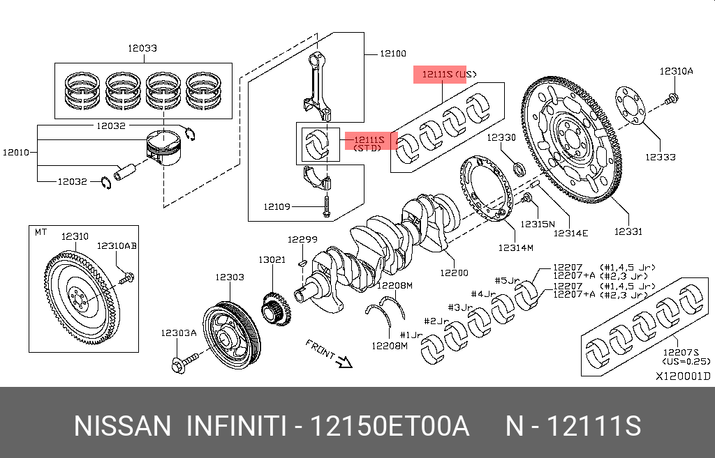 12150ET00A NISSAN Вкладыши шатунные