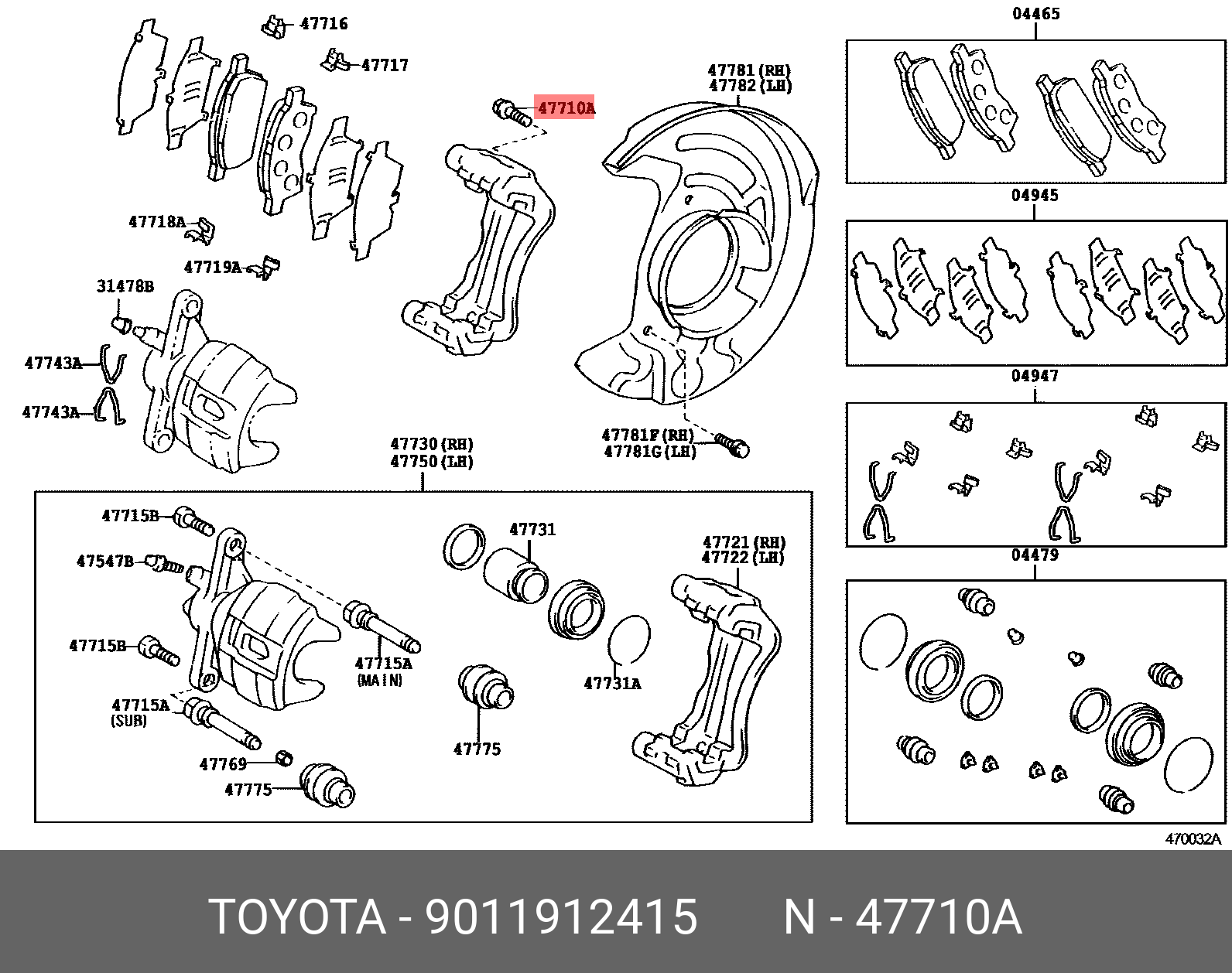 9011912415 TOYOTA БОЛТ С ШЕСТИГРАННОЙ ГОЛОВКОЙ