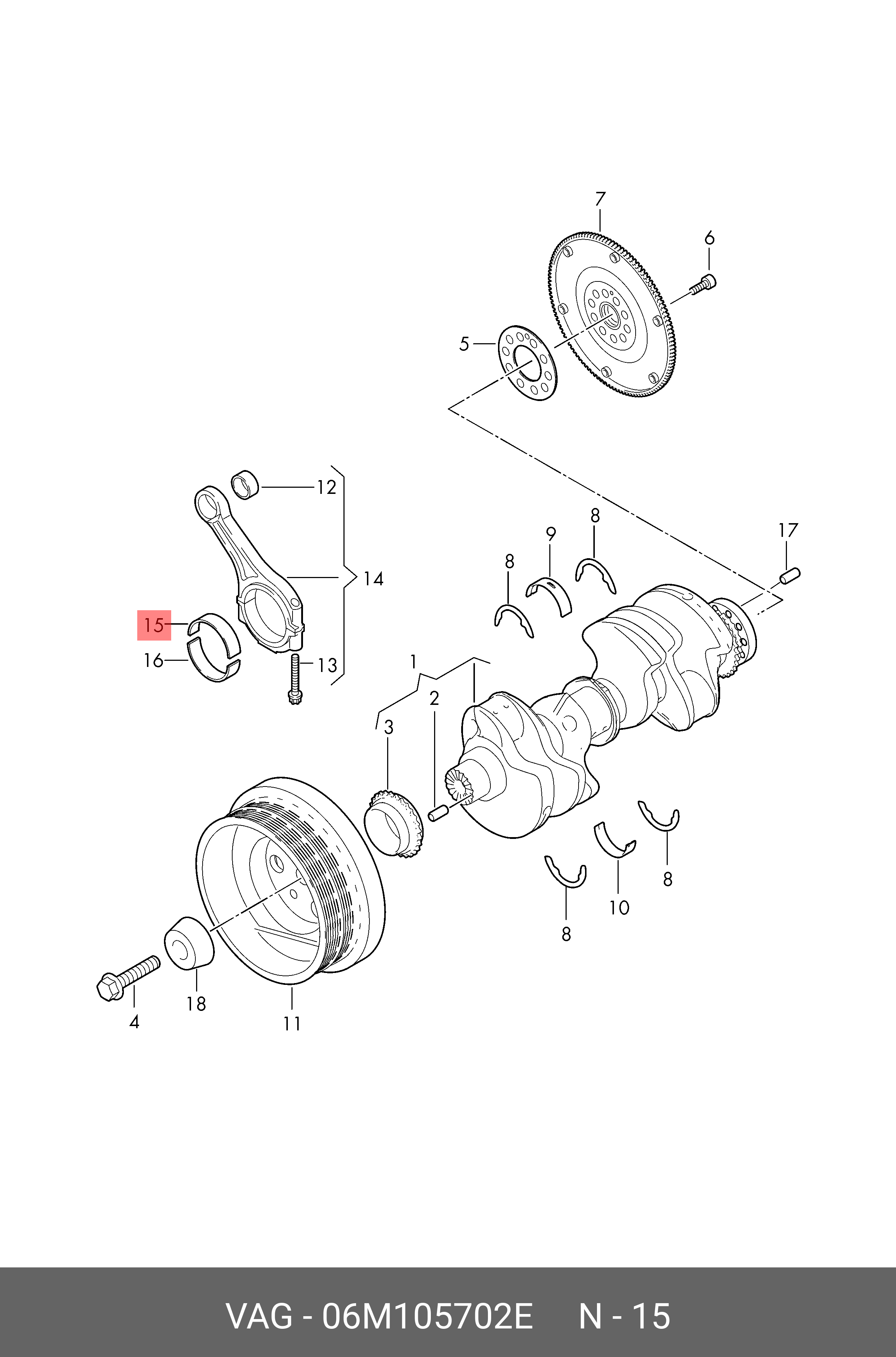 06M105702E VAG Вкладыш нижней головки шатуна