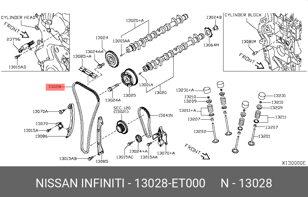 13028ET000 NISSAN ЦЕПЬ ГРМ