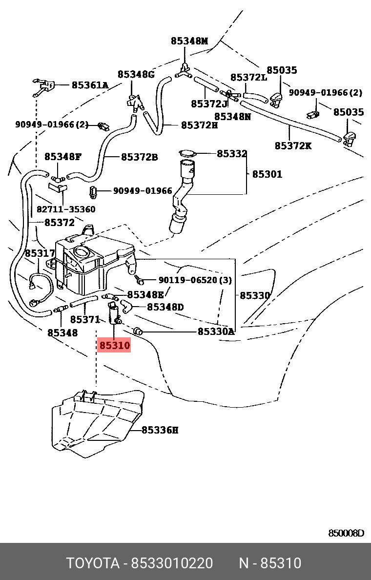8533010220 TOYOTA МОТОР ОМЫВАТЕЛЯ