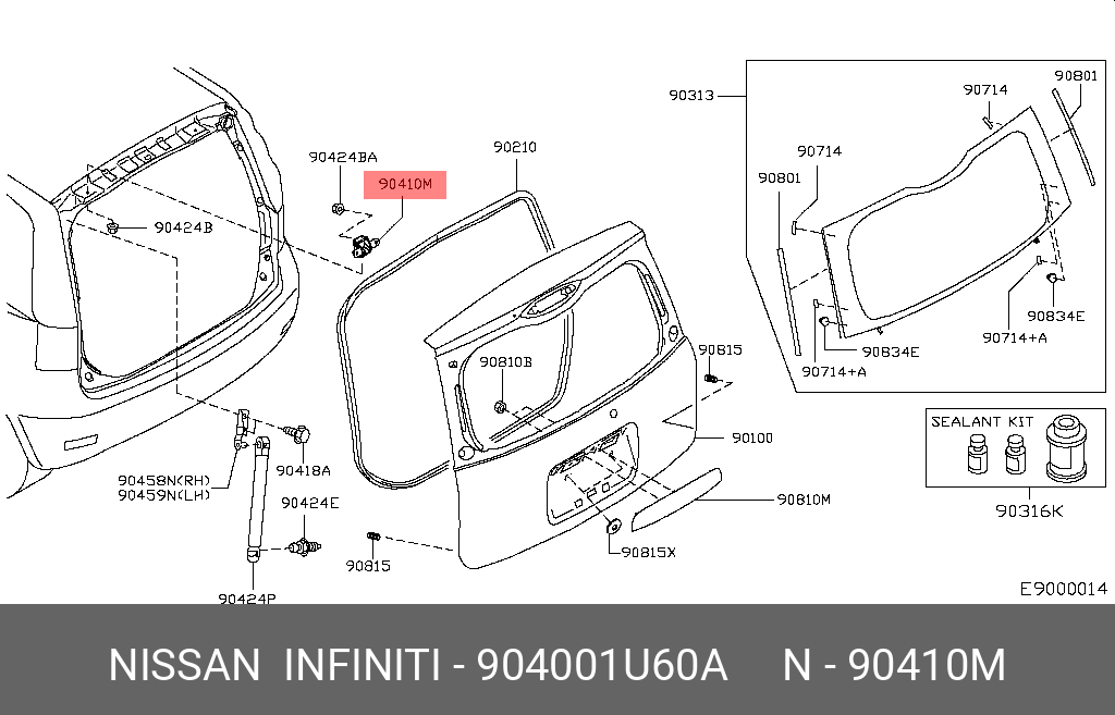 904001U60A NISSAN ПЕТЛЯ БАГАЖНИКА