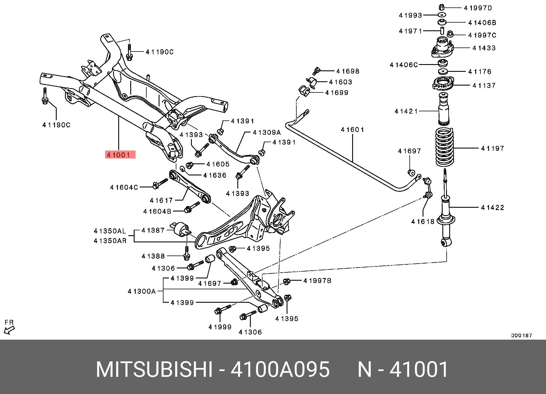 4100A095 MITSUBISHI БАЛКА ЗАДНЕЙ ПОДВЕСКИ ПОПЕРЕЧНАЯ