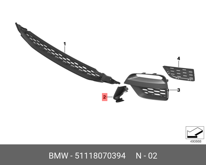 51118070394 BMW BLENDE STOSSFÄNGER VORN RECHTS,Sparepart
