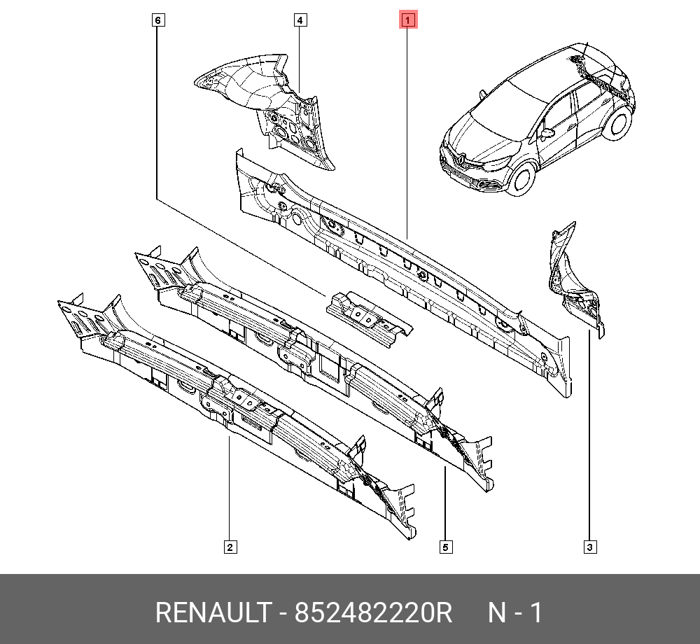 852482220R RENAULT ЗАДНЯЯ ПАНЕЛЬ