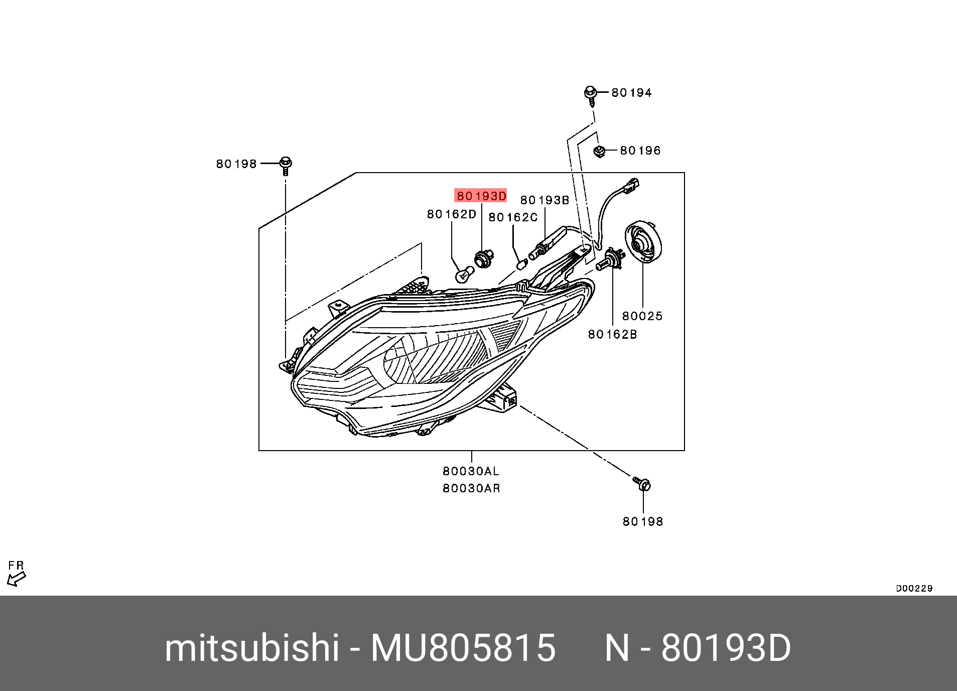 MU805815 MITSUBISHI ПАТРОН ЛАМПЫ