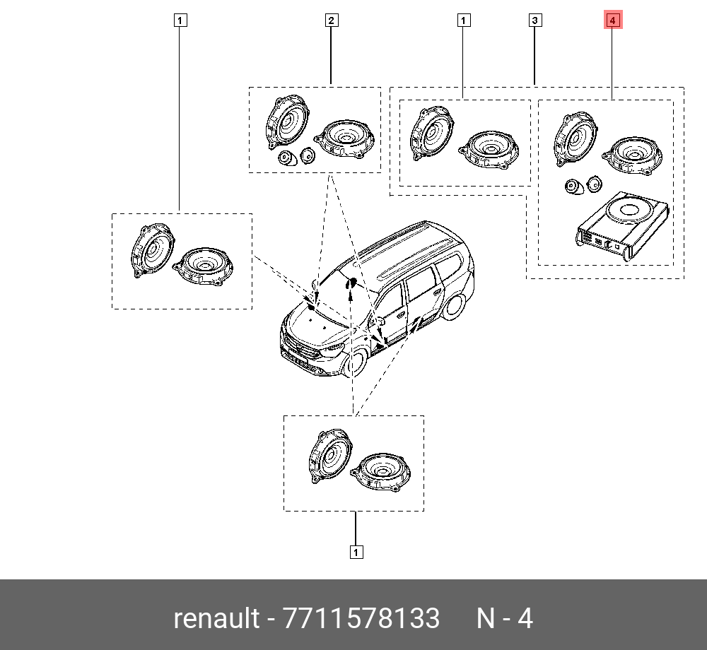 7711578133 RENAULT К-т акустики ifra165-4.1(4кол+1низ/ч кол