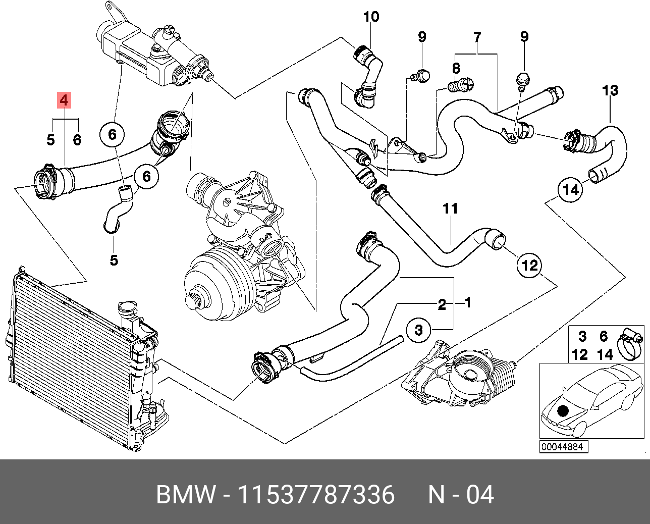 11537787336 BMW водяной шланг,WASSERSCHLAUCH