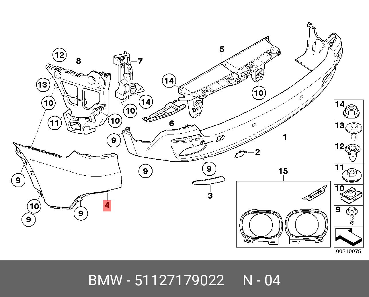 51127179022 BMW Боковая панель загрунтованная П