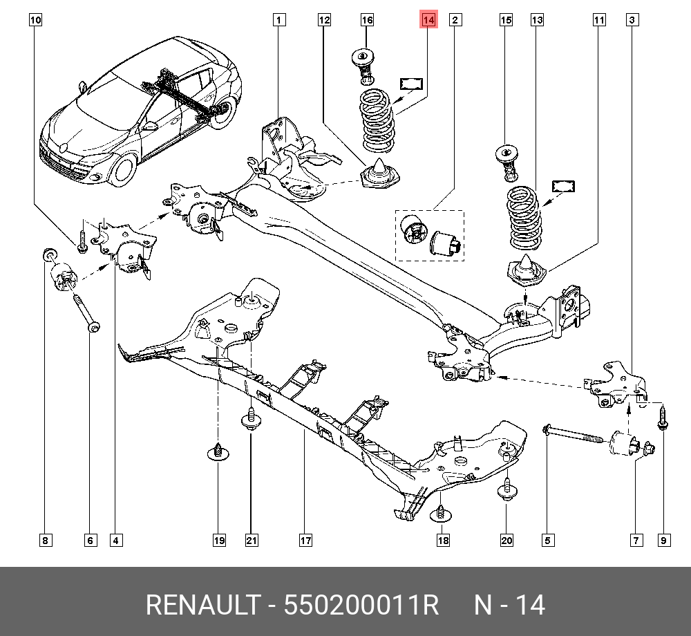 544010579R RENAULT ПОДРАМНИК ПОДВЕСКИ ПЕР (МЕТ, РЕЗ) купить в интернет-магазине 