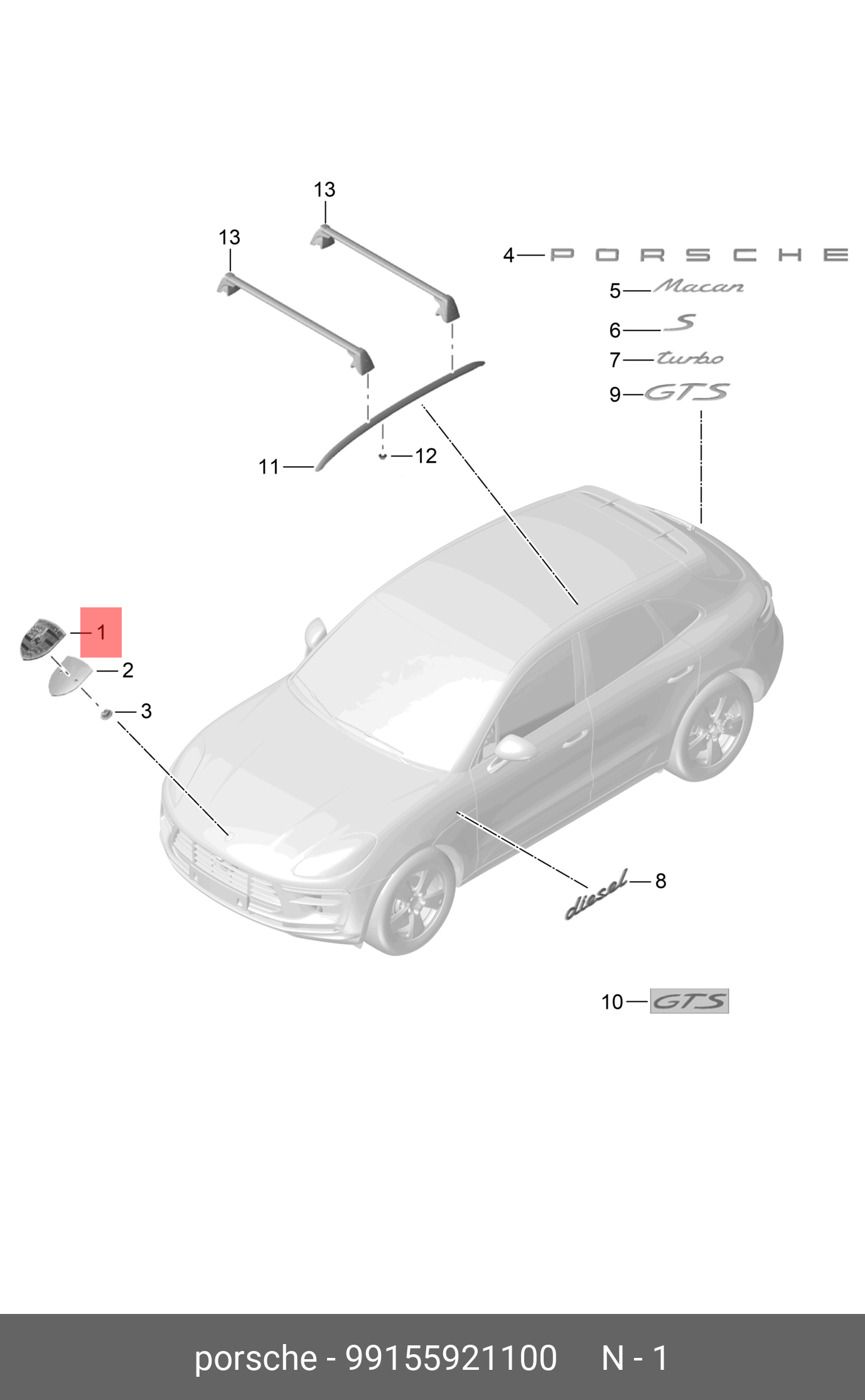 99155921100 PORSCHE DECKELWAPPEN
