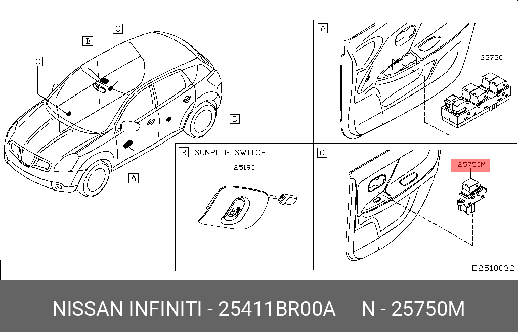 25411BR00A NISSAN ПЕРЕКЛЮЧАТЕЛЬ