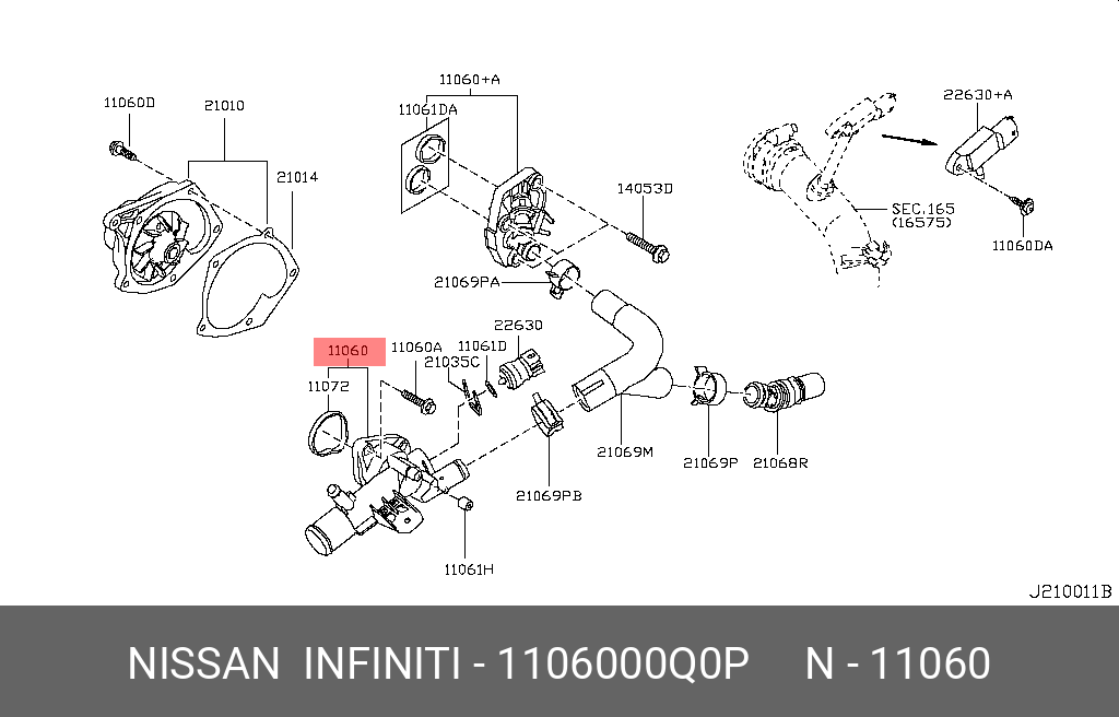 1106000Q0P NISSAN Термостат, охлаждающая жидкость