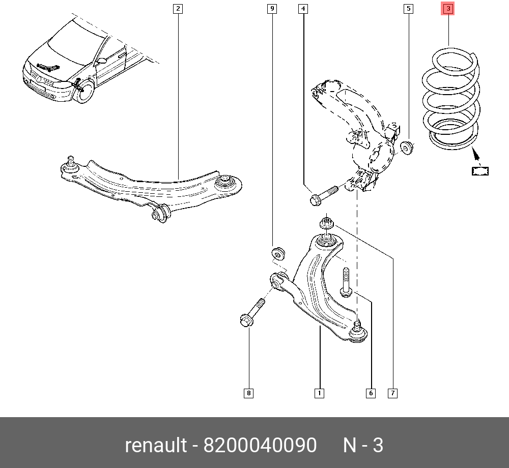 8200040090 RENAULT Пружина ходовой части