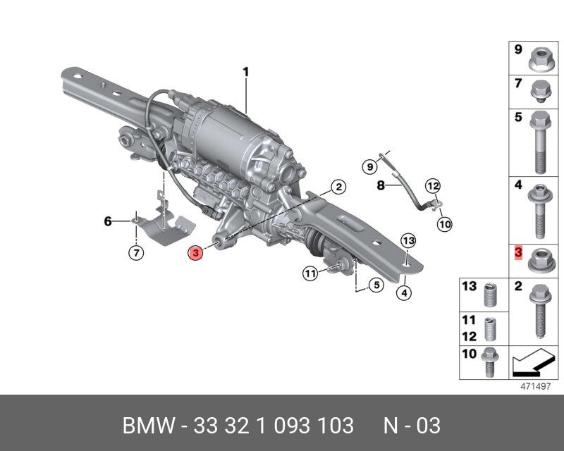 33321093103 BMW Гайка с буртиком самоконтрящаяся