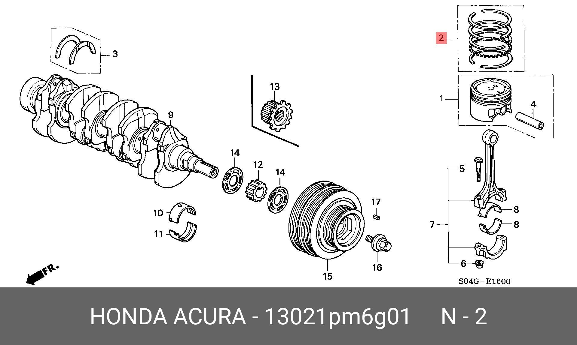 13021PM6G01 HONDA Кольца поршневые (комплект)