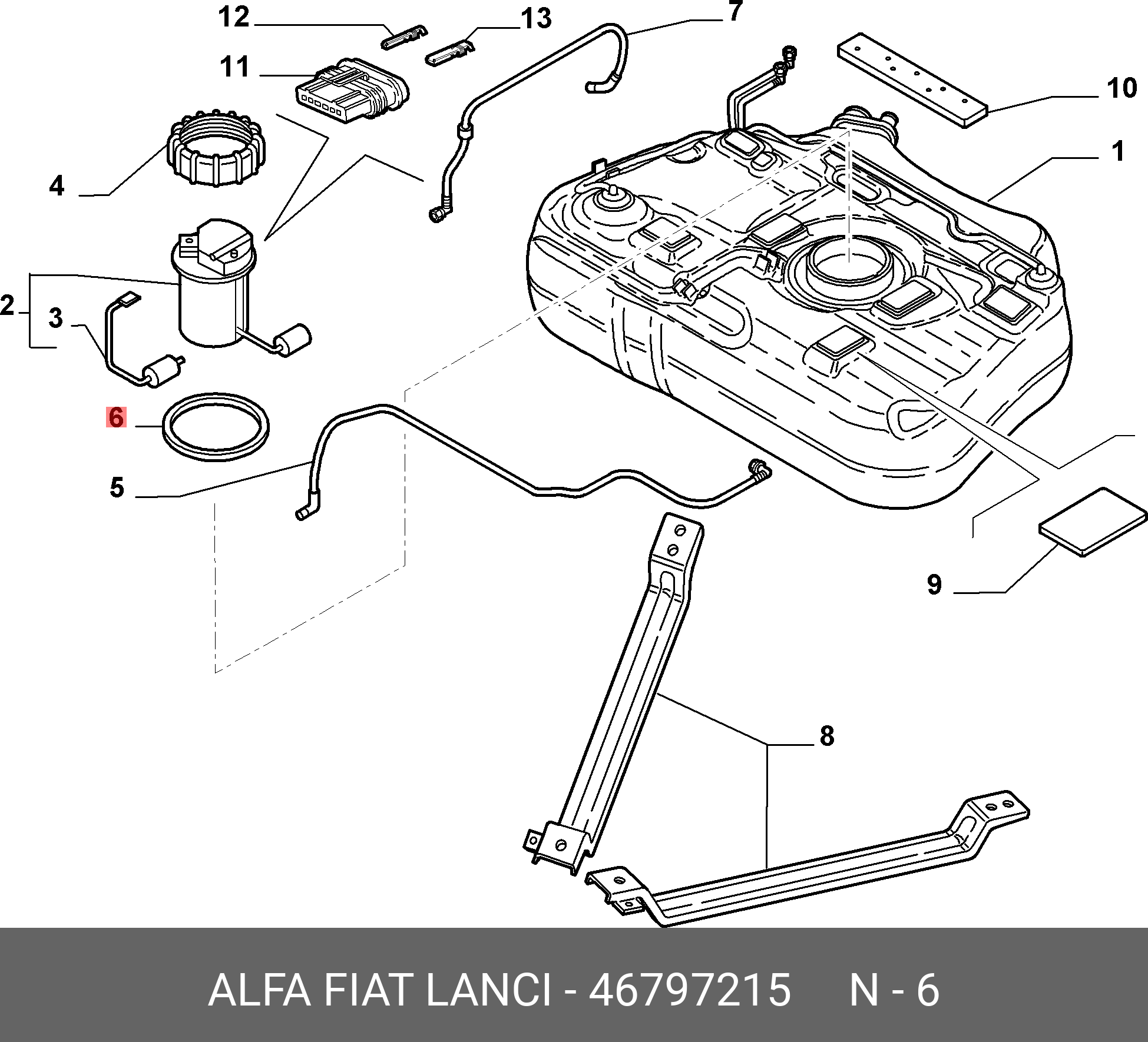 46797215 FIAT/ALFA/LANCIA КОЛЬЦО УПЛОТНИТЕЛЬНОЕ ТОПЛИВНОГО НАСОСА