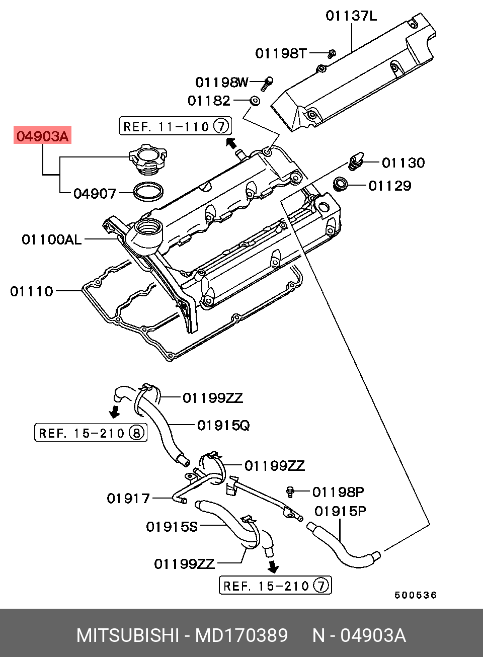 MD170389 MITSUBISHI CAP ASSY,ENG OIL FILLER