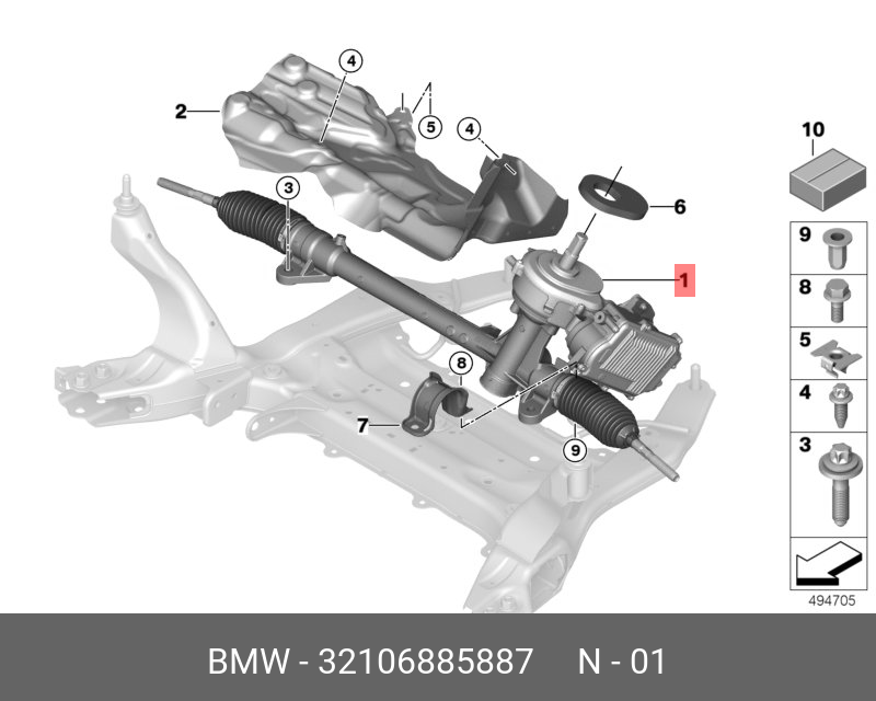 32106885887 BMW Рулевой механизм электрический