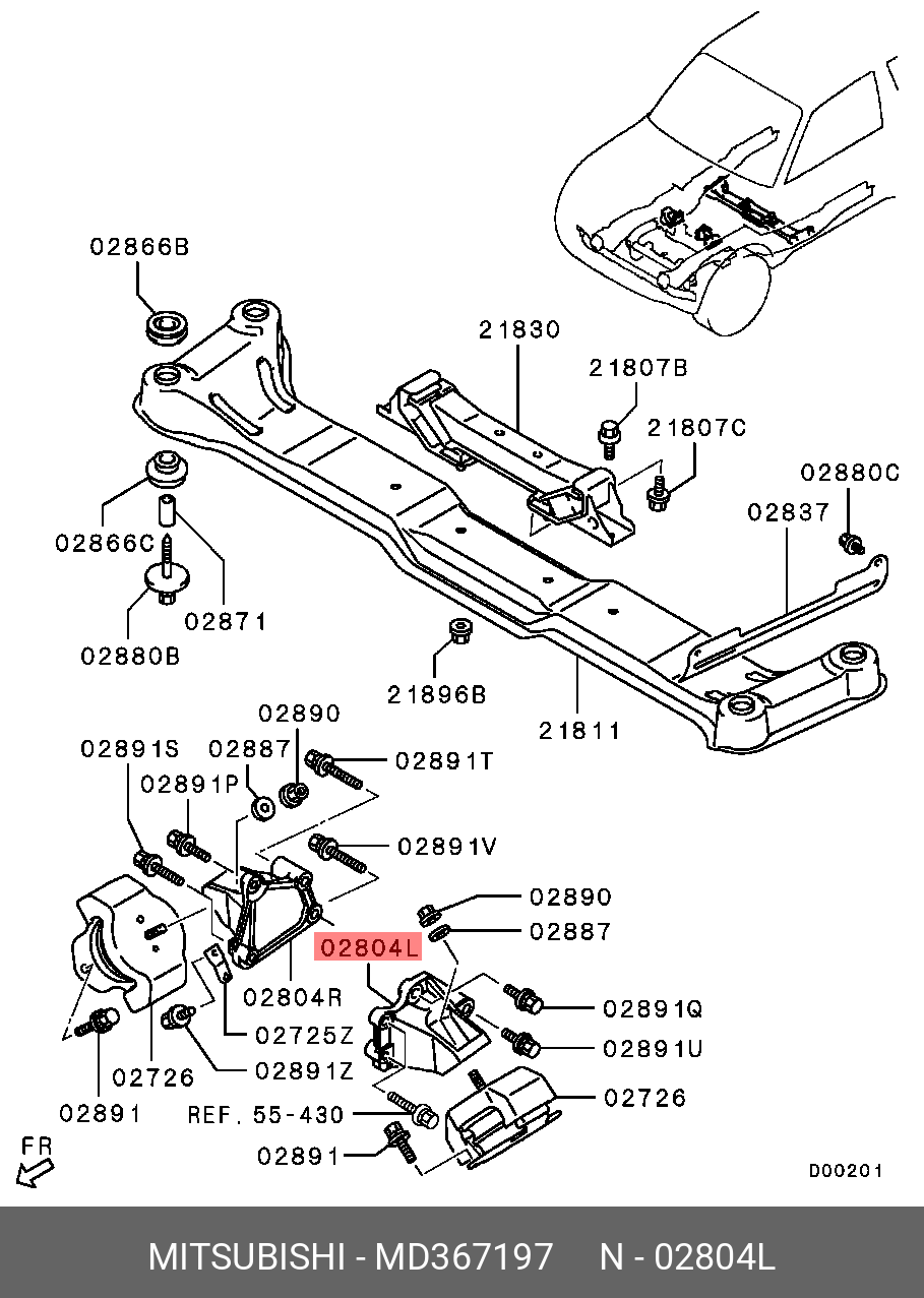 MD367197 MITSUBISHI Кронштейн крепления блока цилиндров лев