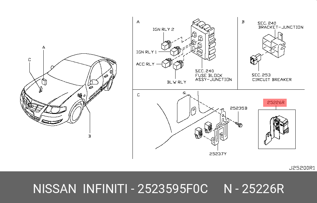 2523595F0C NISSAN КРОНШТЕЙН КРЕПЛЕНИЯ