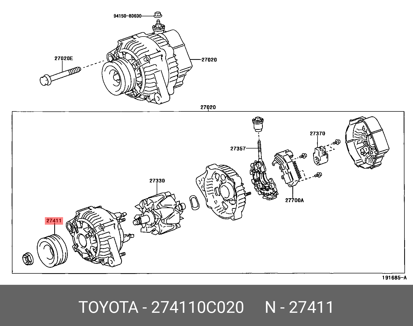 274110C020 TOYOTA ШКИВ ГЕНЕРАТОРА