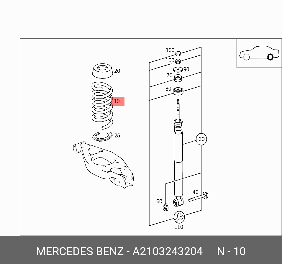2103243204 MERCEDES-BENZ ПРУЖИНА ПОДВЕСКИ ВИНТОВАЯ