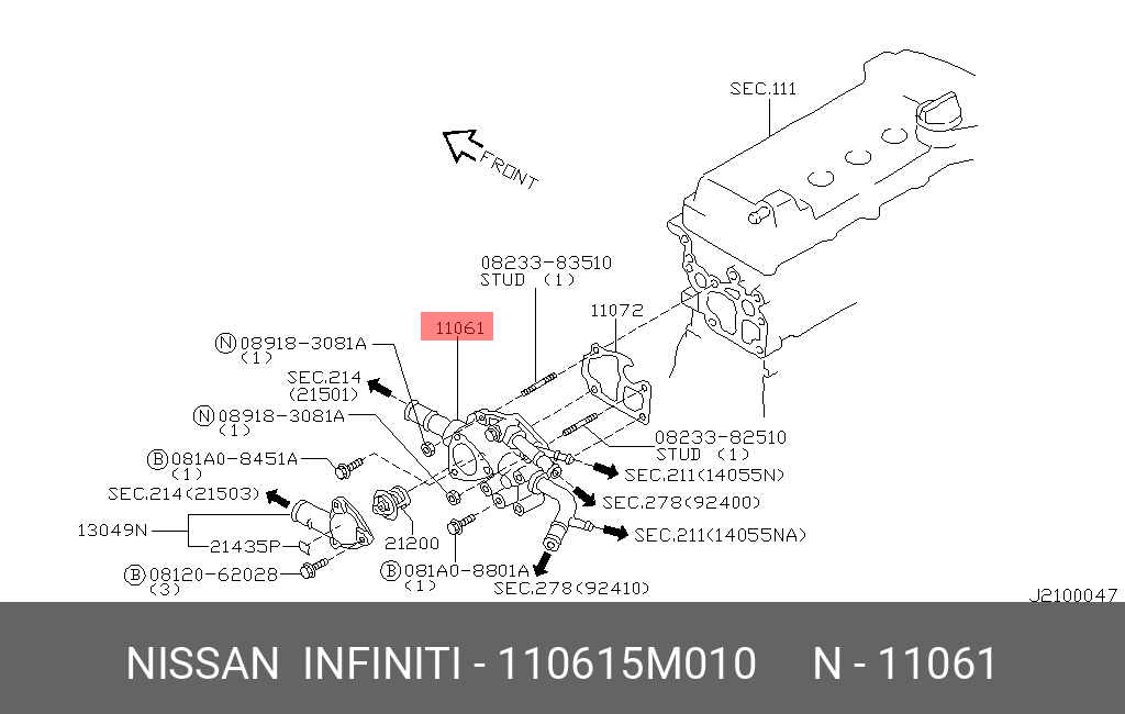 110615M010 NISSAN HOUSING-THERMOSTAT