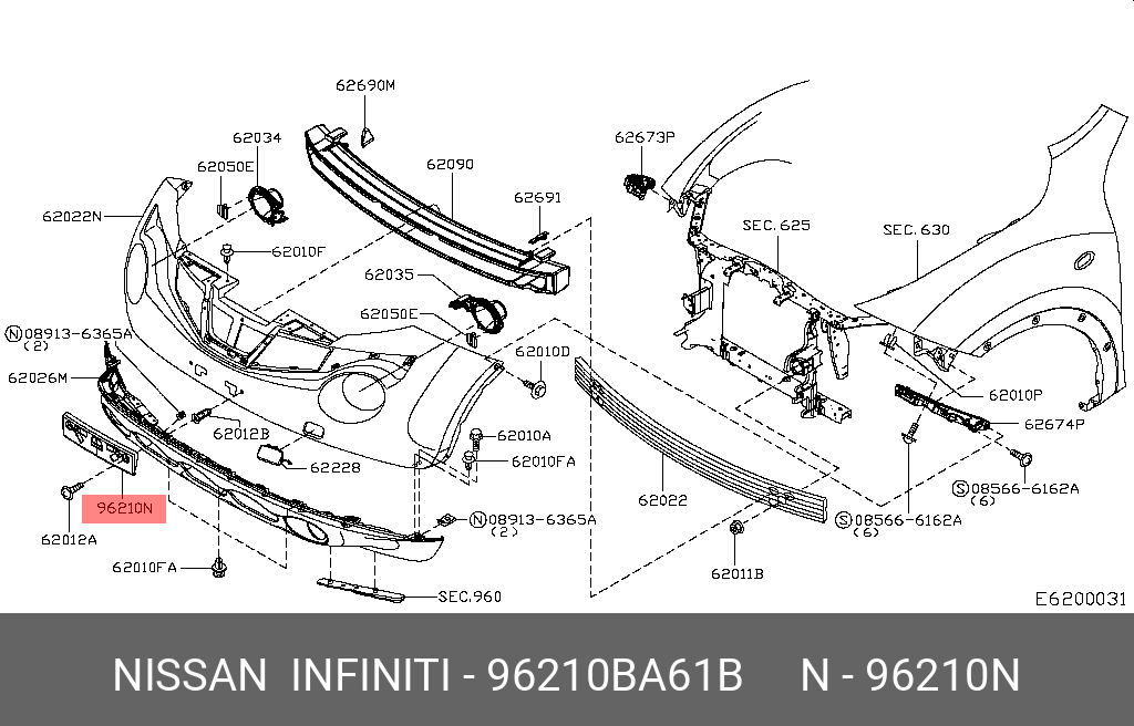 96210BA61B NISSAN КРОНШТЕЙН