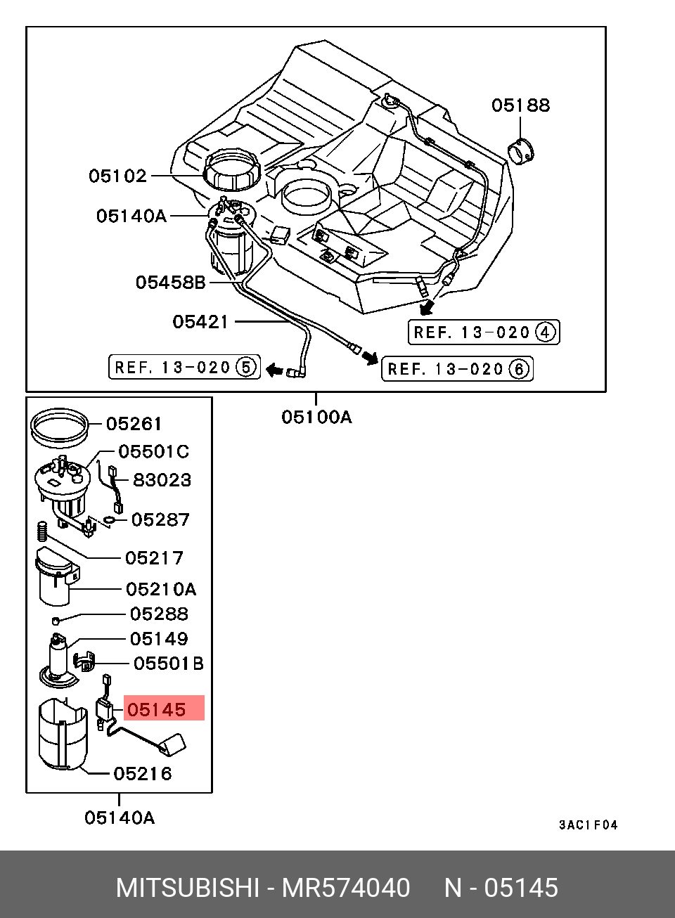 MR574040 MITSUBISHI ДАТЧИК ТОПЛИВНОГО БАКА