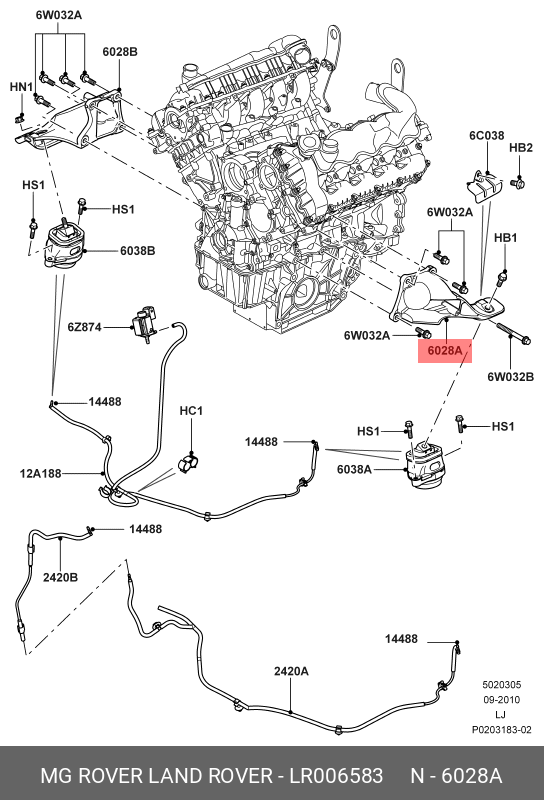 LR006583 LAND ROVER Кронштейн крепления двигателя передний