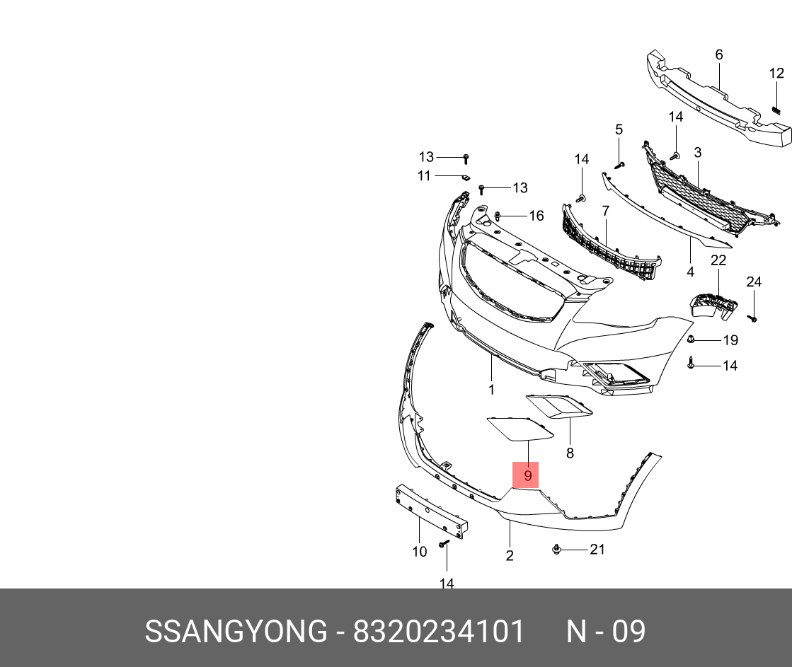8320234101 SSANG YONG Заглушка фары противотуманной правой SsangYong New Actyon