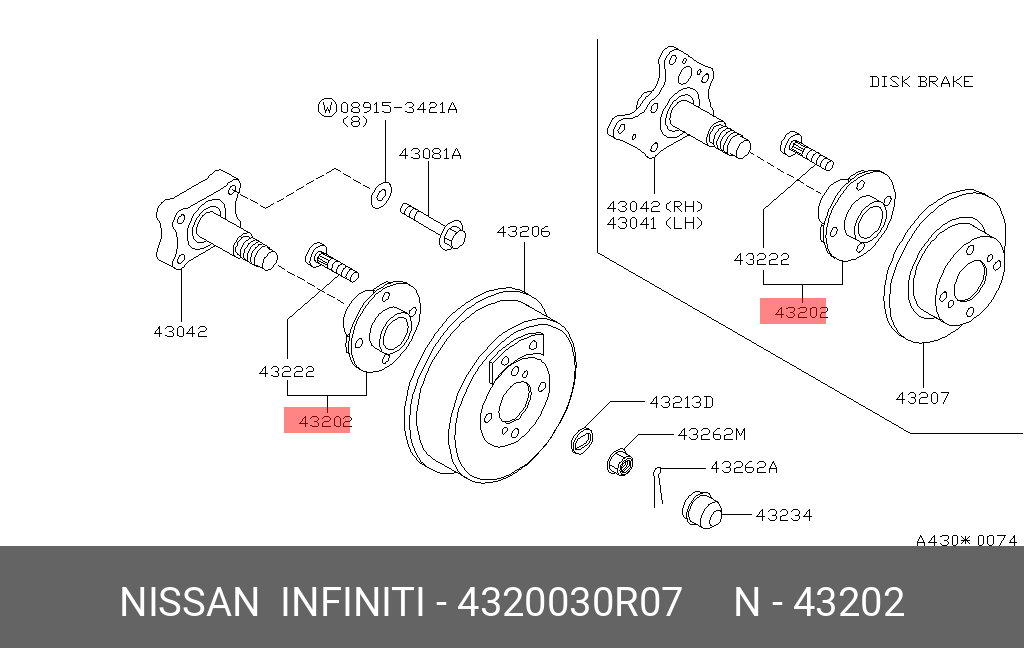 4320030R07 NISSAN СТУПИЦА КОЛЕСА