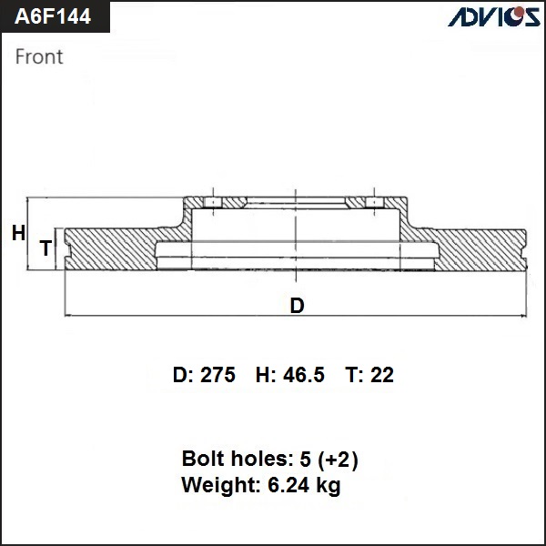 A6F144 ADVICS Диск тормозной пер.