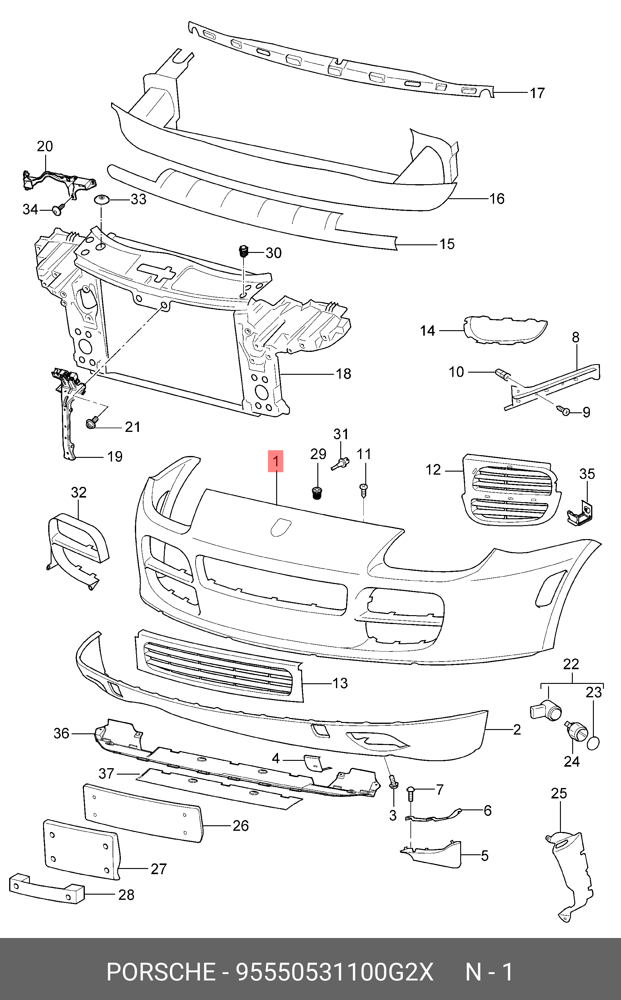 95550531100G2X PORSCHE Обшивка грунтованная
