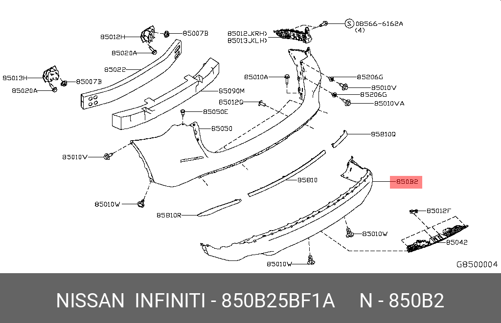 850B25BF1A NISSAN СПОЙЛЕР ЗАДНЕГО БАМПЕРА