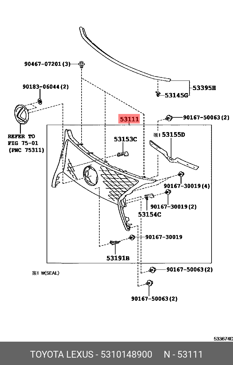 5310148900 TOYOTA РЕШЕТКА РАДИАТОРА