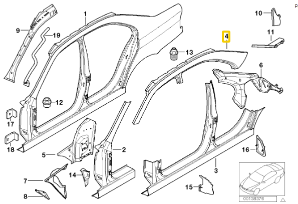41007044633 BMW Каркас крыши Л
