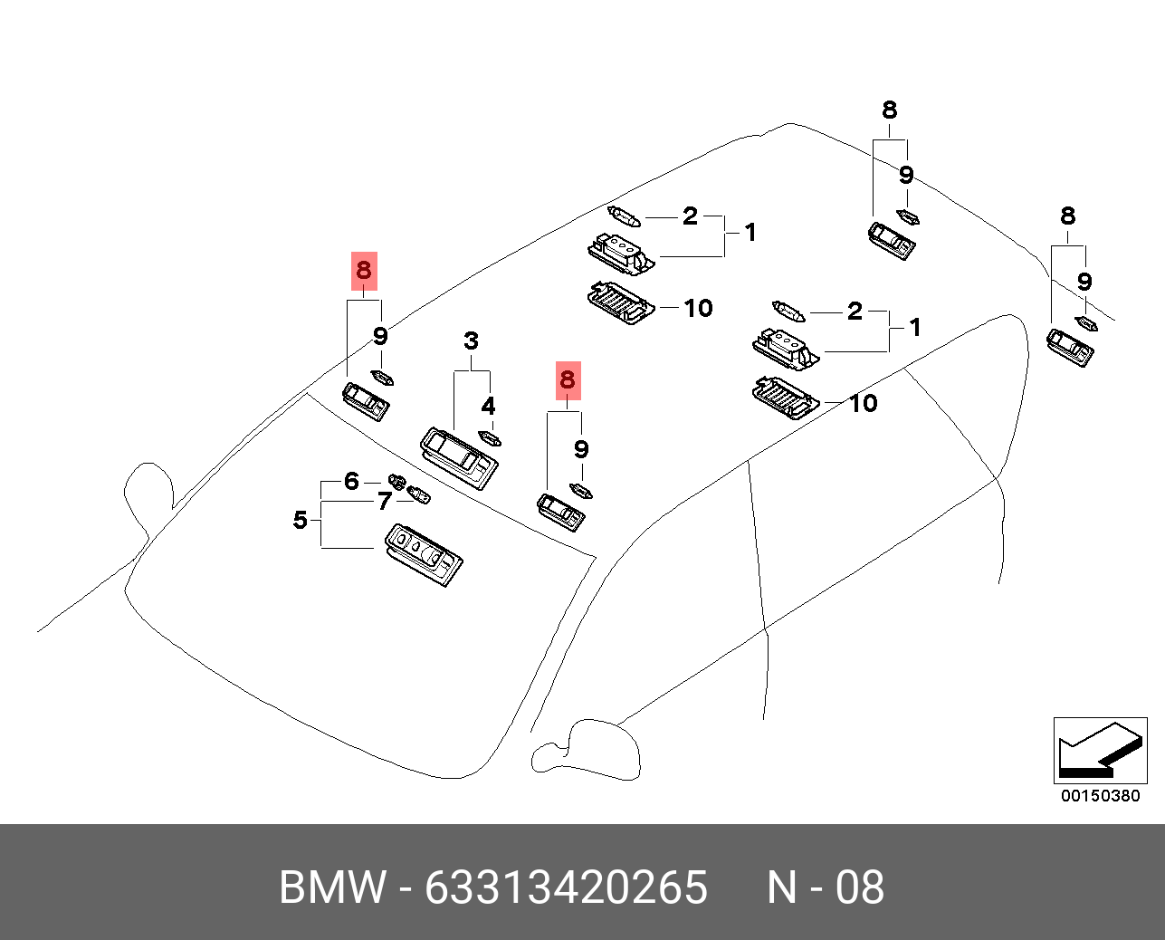 63313420265 BMW SPIEGELLEUCHTE LINKS