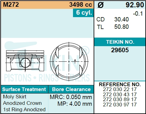 Поршень двигателя TEIKIN 29605STD