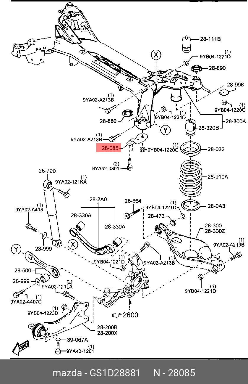 GS1D28881 MAZDA Кронштейн подрамника