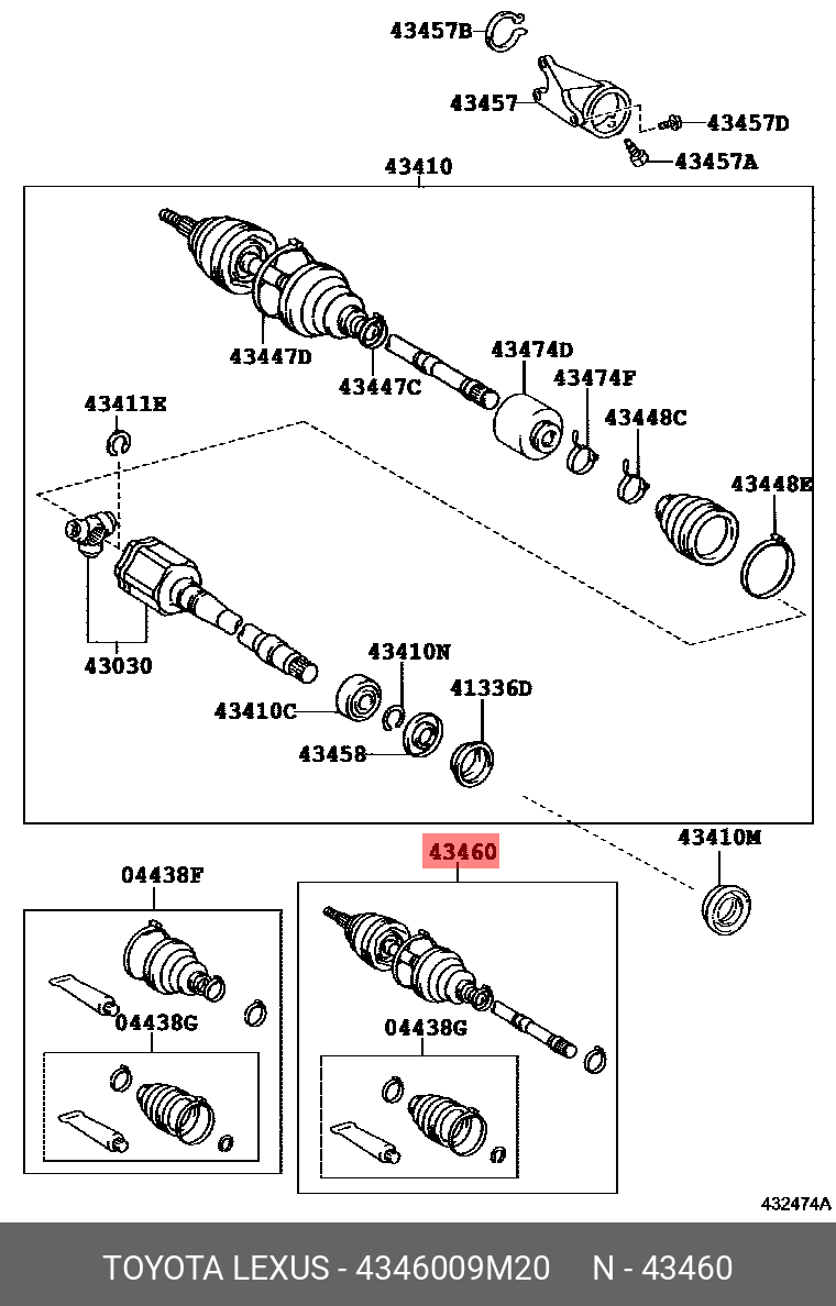 4346009M20 TOYOTA ВАЛ ПРИВОДНОЙ