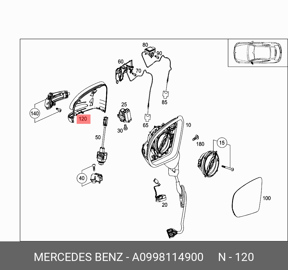 A0998114900 MERCEDES-BENZ КОРПУС ЗЕРКАЛА БОКОВОГО