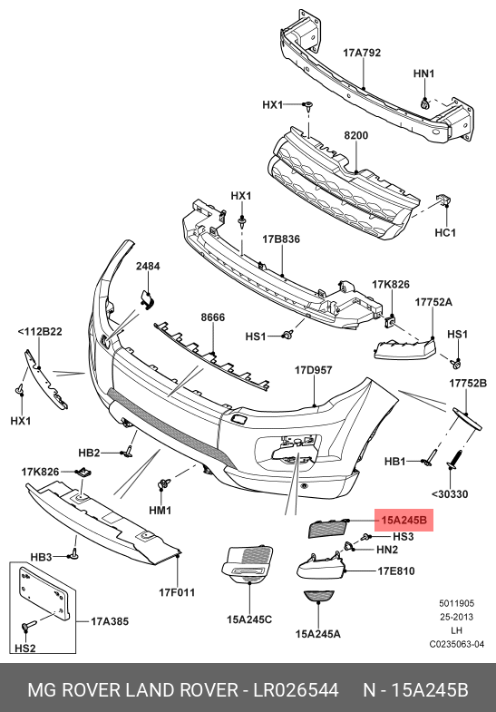 LR026544 LAND ROVER BLENDE - NEBELLEUCHTE