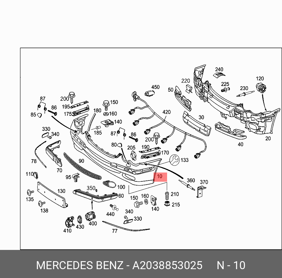 A2038853025 MERCEDES-BENZ БАМПЕР ПЕРЕДНИЙ