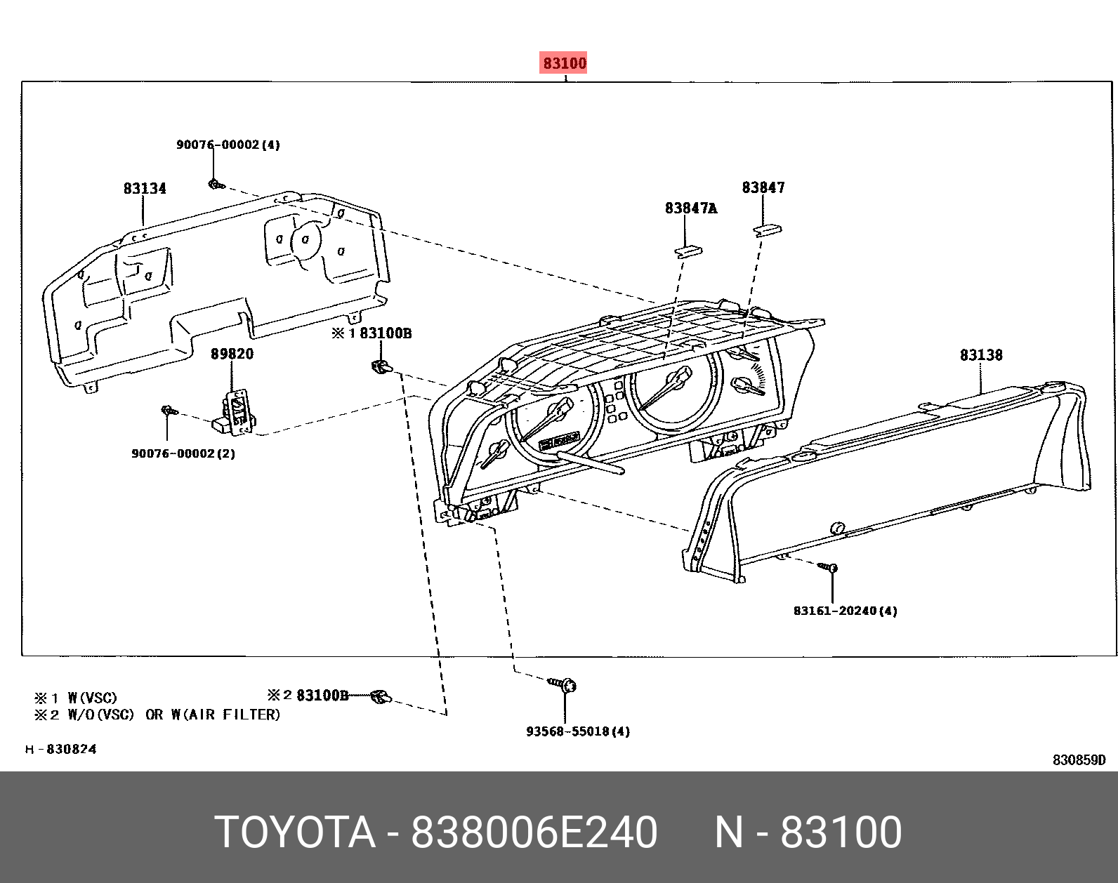 838006E240 TOYOTA ПАНЕЛЬ ЩИТКА ПРИБОРОВ