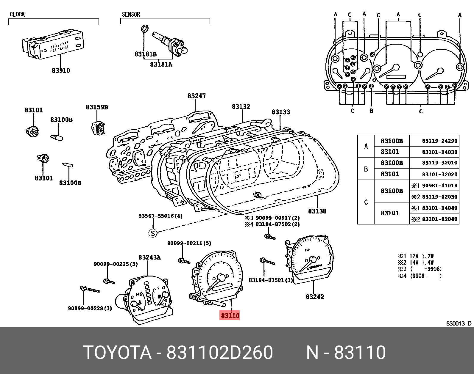 831102D260 TOYOTA Спидометр