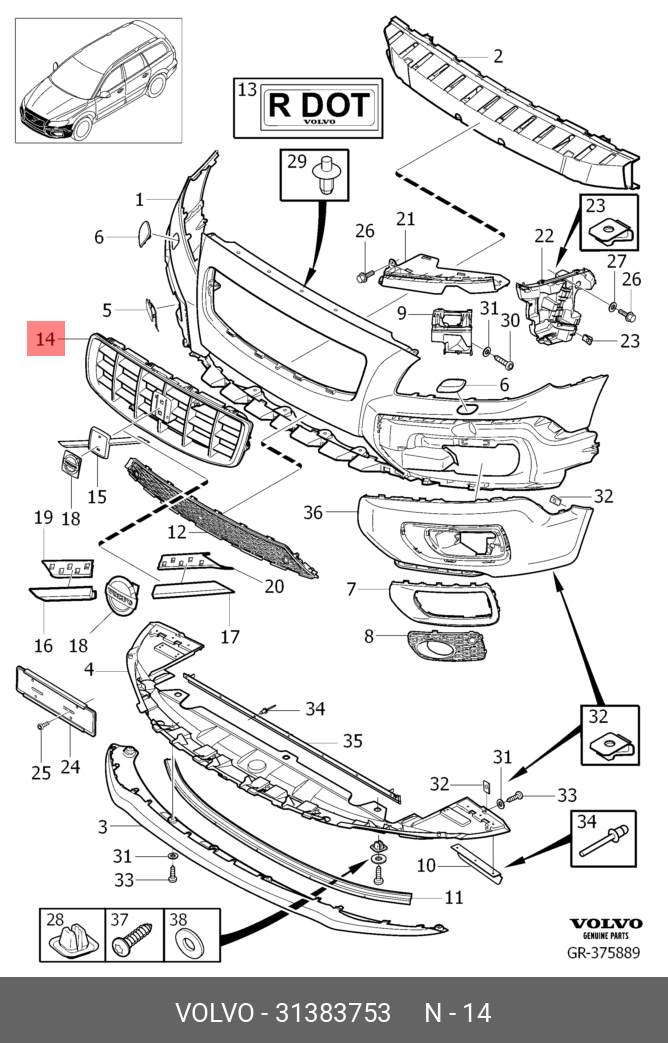 31383753 VOLVO KÜHLERGRILL