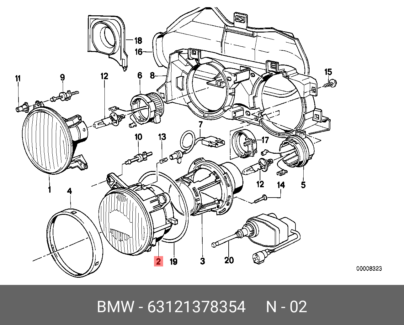 63121378354 BMW STREUSCHEIBE RECHTS GELB