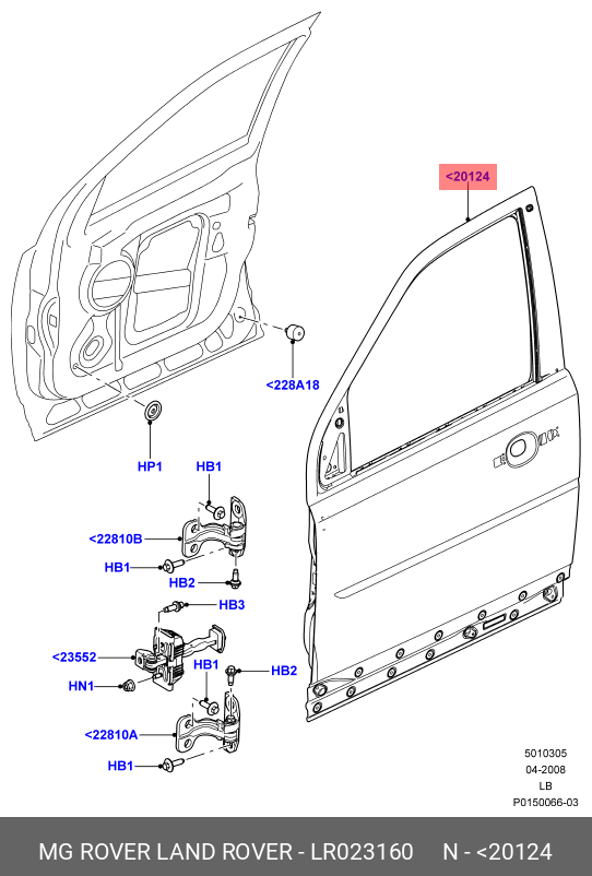 LR023160 LAND ROVER DOOR ASSY - FRONT,DOOR ASSY - FRONT,T­R VORN